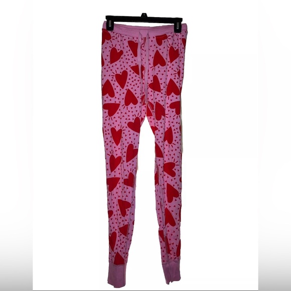 Women’s Hanna Andersson Pink Heart Drawstring Long Pajama Pants Tie Size Small - Picture 3 of 4